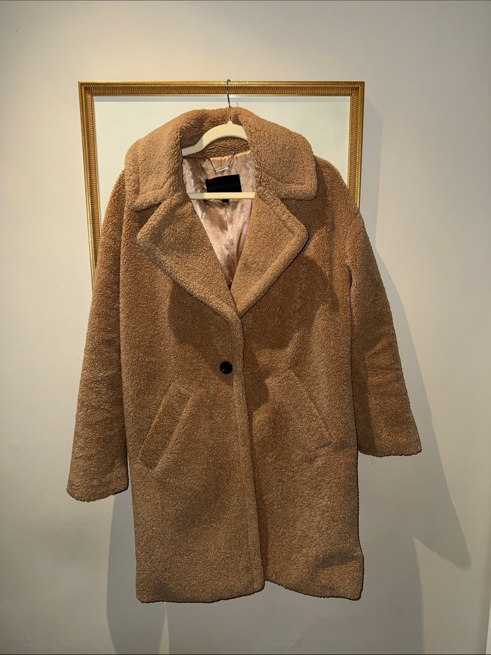 Kendall & Kylie Camel Teddy Faux-Shearling Coat